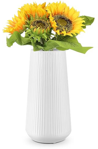Keramik Vase, Weiß Vase für Dekoration Blumenvase für Pampasgras Boho Vase for deko Aesthetic Weiße vasen für Pampasgras Blumenvase für Wohnzimmer, Schlafzimmer Dekoration