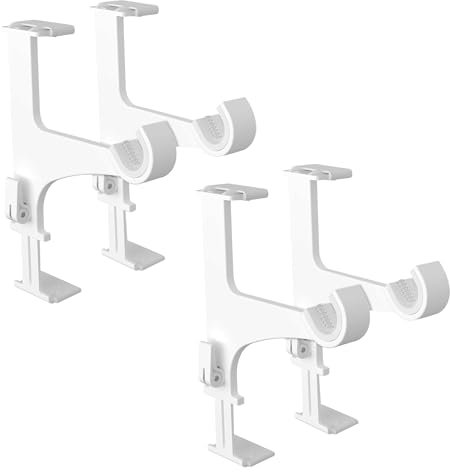 Empyr 2 Lots de 2 Supports sans Perçage - pour Tringle à Rideaux Diamètre 20 à 28 mm - Fixation Tension sans Ashésif sur Coffre de Volet Roulant - Hauteur 14 à 24 cm - Coloris Blanc - 4 Supports