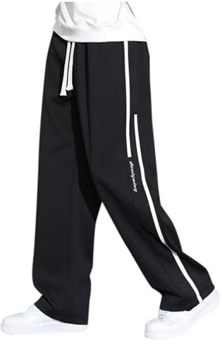 Generisch Pantalones de chándal para hombre, pantalones de chándal para hombre, pierna recta, pantalones de ocio, pantalones de chándal sueltos con pierna ancha