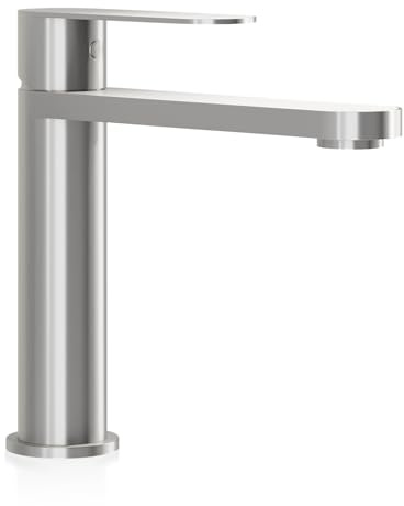 Bath Deluxe Tarnby Wasserhahn Bad – Waschtischarmatur 17,3 cm, Waschbeckenarmatur Gebürsteter Edelstahl, Anti-Fingerprint & Einfache Montage, Gebürsteter Edelstahl, Modernes Dänisches Design