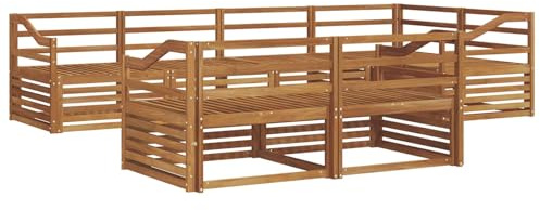 vidaXL Outdoor-Sofagarnitur 7 pcs Natur Massivholz Akazie, Balkonsofa, modernes Eckmöbel, robuster Lounge, Terrassen-Sitzgruppe, bequemer Gartenstuhl
