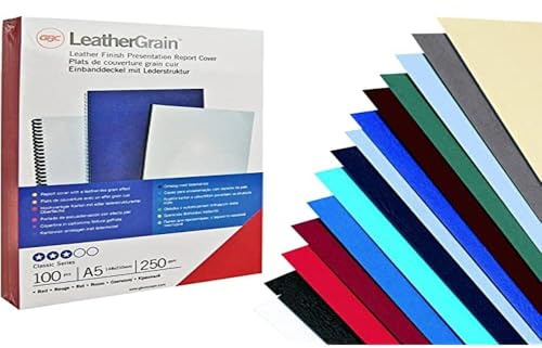 LeatherGrain Umschlagmaterial, A4, 100 Stück, dunkelrot