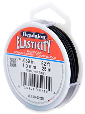 Beadalon Elastcity Elastischer Faden, 1 mm x 25 m, schwarz