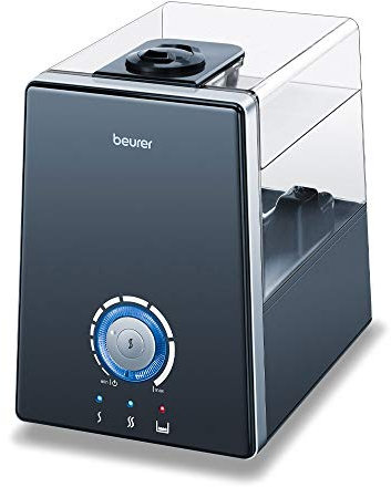 Beurer LB 88 Luftbefeuchter / Wasserverdampfer und Raumbefeuchter / mikrofeine Zerstäubung mit Ultraschall / Verdunster Beurer schwarz / bakterienarm für Räume bis 48 m²