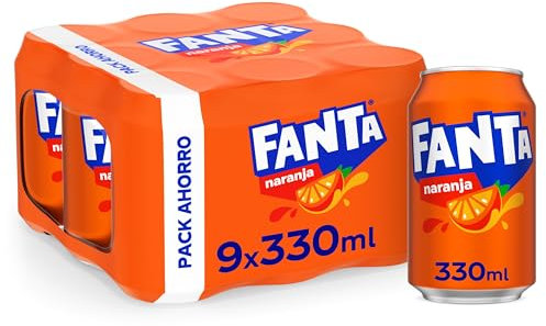 Fanta Naranja - Refresco con 8% de Zumo de Naranja - Pack 9 latas 330 ml