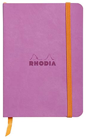 RHODIA 117311C - Lilac Soft Notebook - A6 - Lined - 144 pages - Ivory Clairefontaine Paper 90 g/m - Bookmark, Elastic Closure - Faux Leather Cover - Rhodiarama Collection