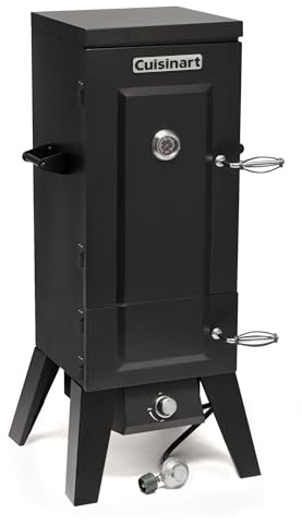 CUISINART Smoker a propano verticale da 91,4 cm, 4 ripiani rimovibili, spazioso affumicatore per barbecue con ciotole in legno e acqua, calore da 15.000 BTU per carne affumicata, petto, carne secca,