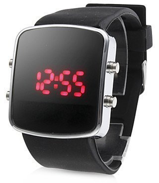 FENKOO Silikonband modernen Unisex Gelee Sport Style LED Armbanduhr - schwarz