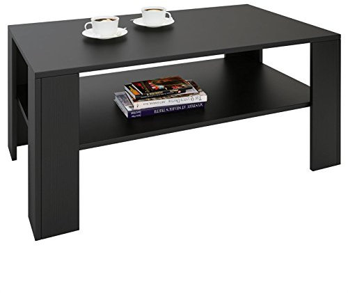 CARO-Möbel Couchtisch Wohnzimmertisch ANIMO in schwarz mit Ablage, 100 x 60 cm