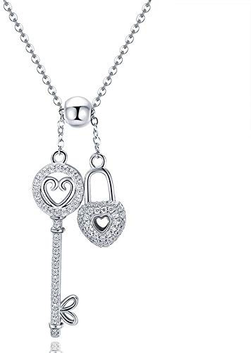 Romantische 925 Sterling Silber Schlüssel Herz Schloss Kette Anhänger Ketten für Frauen Sterling Silber Schmuck Halsband