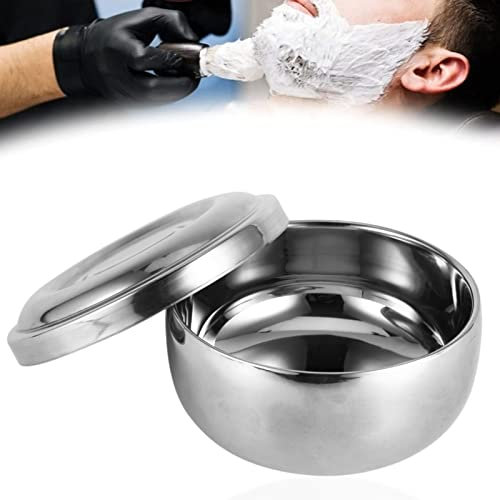 Shaving Soap Bowl with Lid for Men, Stainless Steel Shaving Soap Cup Shaver Razor Cleansing Foam Bowl Face Beard Shaving Accessories Tools