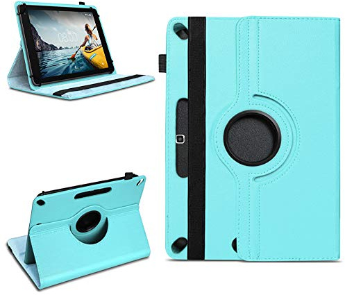 NAmobile Tablet Schutzhülle kompatibel für Medion Lifetab P10710 Tasche Kunstleder Schutz Hülle Standfunktion 360 Drehbar Cover 10 Zoll Universal Case, Farben:Türkis