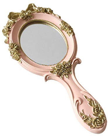 Beaupretty 1stk Spiegel Anfassen Rosa Schminkspiegel Kleiner Waschtischspiegel Retro-Spiegel Schminkspiegel Mit Griff Antiker Handspiegel Schreibtisch Damen Linse Geburtstagsgeschenk