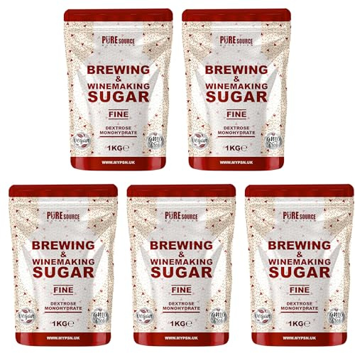 Pure Source Nutrition Brewing Sugar (Glucose) 1KG x 5 = 5KG Home Brew Beer, Lager, Cider, Wine, Spirits Kits, Beer Brewing, Wine Making Sugar