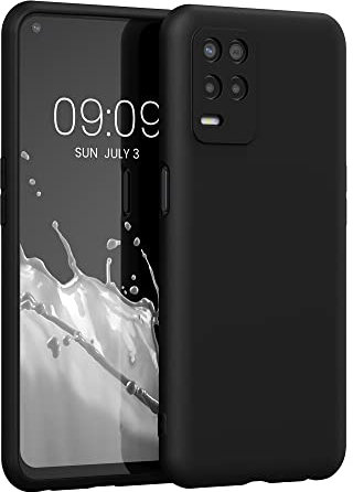 kwmobile Handyhülle kompatibel mit Realme 8 (5G) / Narzo 30 (5G) Hülle - Handy Case aus weichem Silikon in Schwarz matt