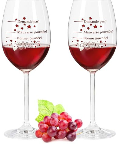 GRAVURZEILE Leonardo Weingläser mit UV-Druck - Schlechter Tag, Guter Tag, Frag nicht! - Geschenk für Hobby-Sommelier & Weinliebhaber - Geburtstagsgeschenk für Frauen & Männer - Farbe: Daily UV