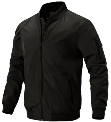 donhobo Herren Bomberjacke Leichte Windbreaker Übergangsjacke Blouson Jacke | Frühling Herbst Fliegerjacke Atmungsaktive Outdoorjacke Wasserabweisende Pilotenjacke Dünne Windjacke Freizeitjacke