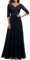 Daisyaner Damen Elegant Maxi Lang Abendkleid V-Ausschnitt Hochzeit Brautjungfernkleider Marineblau XXL