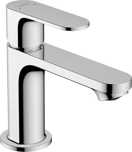 hansgrohe Waschtischarmatur Rebris S, Wasserhahn Bad mit Auslaufhöhe 80mm, mit Zugstange, Badarmatur wassersparend, Chrom