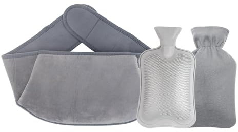 Hot Water Bottle with Belt, Rubber Warm Water Bag with Soft Plush Hand Waist Warmer Cover, Hot Water Bag for Pain Relief, Neck, Shoulder, Back, Legs, Waist Warm