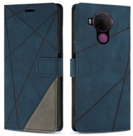 SONWO Hülle für Nokia 5.4, Premium PU Leder Handyhülle Flip Case Wallet Lederhülle Silikon Schutzhülle Klapphülle für Nokia 5.4, Blau