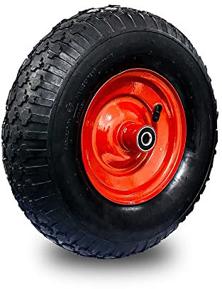 Elkoza® 1x13 4.00-6 12mm 2PR 320X100 Pneumatic Wheelbarrow Wheels Sack Truck Trolley Wheel Solid Premium Quality Tyre Complete for Garden Heavy Duty Trolley Barrow Truck Replacement Wheelbarrow Wheel