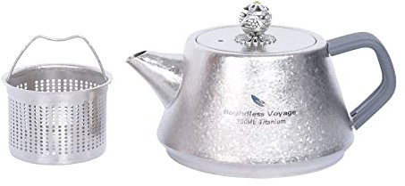Boundless Voyage Titanium Tea Pot with Strainer Outdoor Camping Travel Tea Kettle Portable Single Layer Stovetop Kettle (300ML kettle only-Ti3114D)