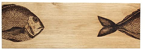 Selbrae House Servier-Brett schottisches Eichen-Holz Laser-graviert mit Fisch-Motiv ca. 45 cm L Platte aus Echt-Holz zum Anrichten von Fleisch, Wurst oder Käse