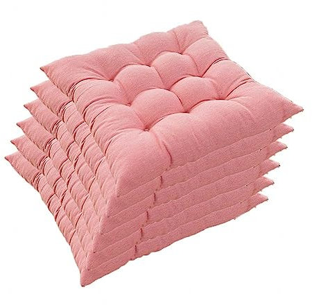 GYYFQH Lot De 6 Galettes De Chaise 40x40,Galette De Chaise De Jardin,Coussin Épaissi,Galette De Chaise Exterieur,rembourré avec Liens Décoration Portable,rose-45×45cm