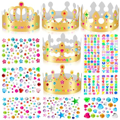 MGZTTHW Goldfarbene Papierkronen, 10 Stück DIY Geburtstag König Kronen Handwerk zum Dekorieren, Papier Prinz Prinzessin Krone Hüte für Schulanfang Klassenzimmer