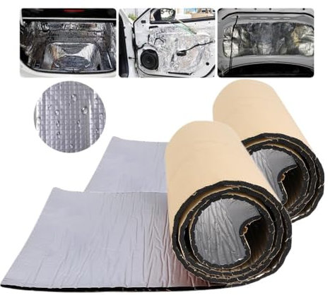 Self Adhesive Reflective Aluminium Foam Insulation 10mm Thick, 200x50cm Radiator Foil Reflector Sound Deadening Mat for Floors, Roofs, Garage Doors and Camper 2B