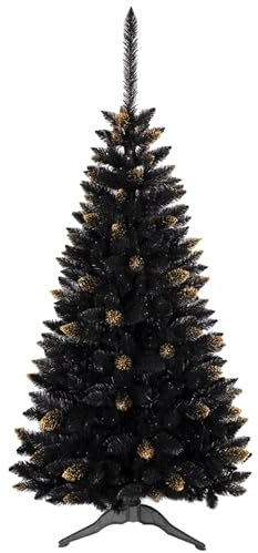 Schwarzer künstlicher Weihnachtsbaum Fichte Ghana PVC, Gold, 90cm