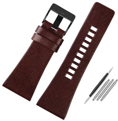 WAikub Lederarmband Litschi-Maserung Uhrenarmband 22 24 26 27 28 30 32 34mm Herrenuhr Ersatzarmband, 34mm