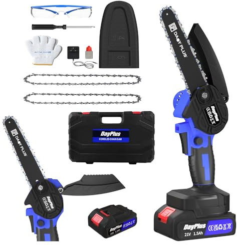 6 Inch Portable Electric Cordless Mini Chiansaw Electric Saws to Cut Wood, Handheld Pruning Shears Chainsaw with Rechargeable 1500mAh Battery, Battery Chain Saw for Wood Tree Branch Cutting