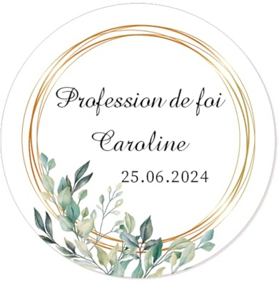 50 Profession de Foi Autocollants personnalisés votre texte Etiquettes adhésives Stickers pour communion cadeaux invités - Rd 610 (04 Plante A)