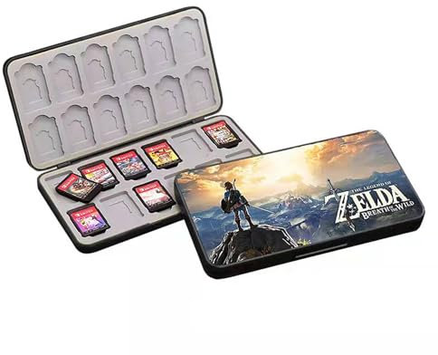 PERFECTSIGHT Switch - Custodia per carte da gioco per Nintendo Switch Lite/Switch OLED, custodia rigida compatta portatile Kawaii per fan di Zelda, scatola protettiva con 24 slot per cartucce, Navy Z,