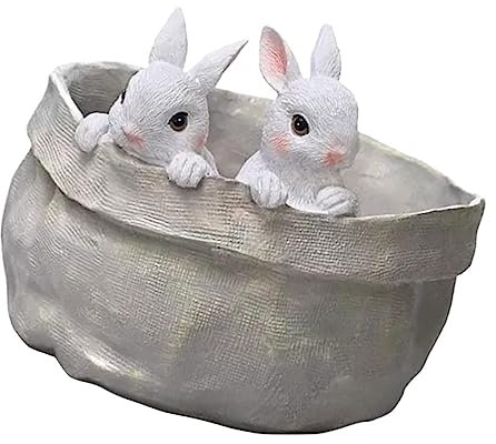 SEWOART Kaninchentopf Lebende Sukkulenten Pflanzen Osterhase Pflanzgefäß Kaninchen Sukkulenten Topf Kaktus Behälter Ostern Sukkulenten Topf Mini Häschen Kaninchen Blumentopf Harz Massey Tier