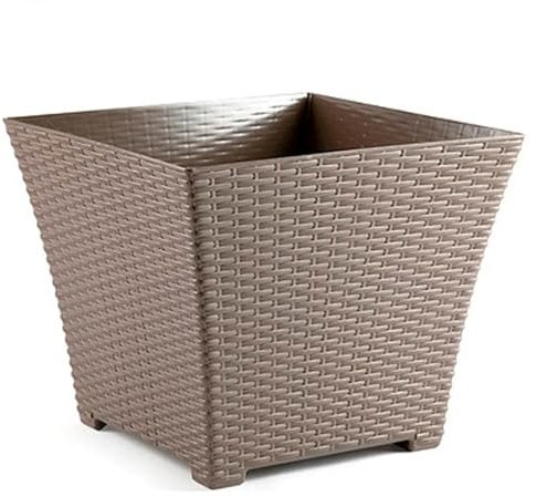 Acan Tradineur - Maceta de plástico Cuadrada Rattan, macetero, Tiesto, Recipiente para Plantas, Flores, balcón, terraza, jardín, 30,5 x 30,5 x 26 cm, Color Aleatorio