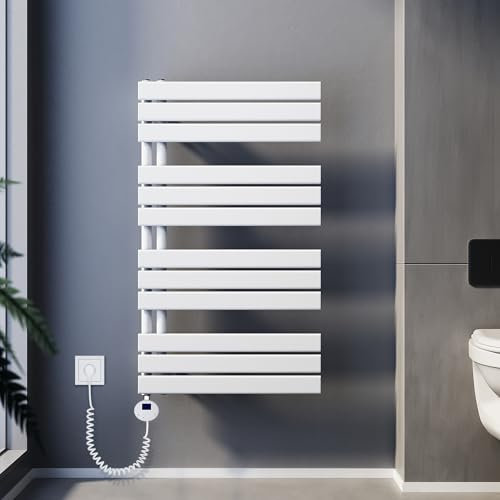 SUNXURY Badheizkörper Elektrisch mit Thermostat 1038x600mm 600 Watt Weiß, Panel Handtuchhalter Elektrisch Flach Handtuchtrokner Handtuchheizkörper mit Heizstab
