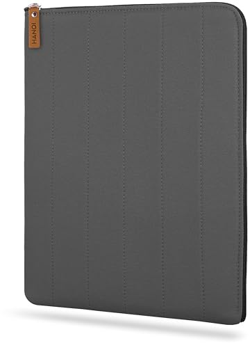 HANOI Collection® Lisboa™ Funda para libros con cremallera acolchada. Funda de libro acolchada grande. Funda protectora de libros de lectura (Gris Oscuro, Grande)