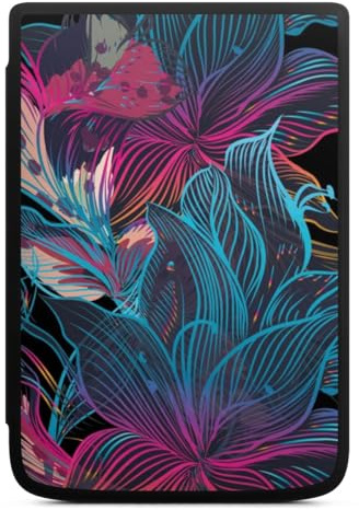 DeinDesign Coque pour liseuse Compatible avec Vivlio Touch HD Plus Etui pour liseuse Protection pour liseuse Néon Fleurs Multicolore