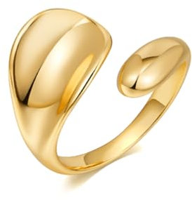 Gold Rings for Women, Adjustable Chunky Gold Ring Thumb Rings for Women, Ring Men Jewellery Anniversary Christmas Birthday Gifts for Teenage Girls