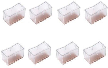 8-teiliges Rechteckig Bodenschoner, Gummi Stuhlbeinschoner mit Filzgleitern, rutschfest Stuhlbeinkappen Eckig für Teppich, Möbel, Barhocker, Stühle, Schreibtischfüße(Transparent)