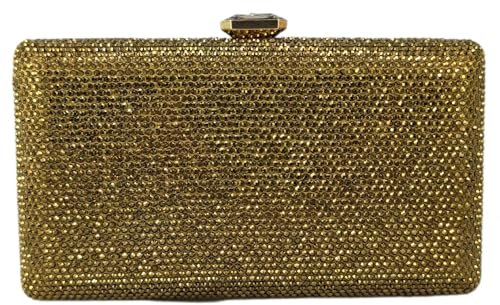 Boutique De FGG Kristall Clutch Tasche Damen für Hochzeit Abendtasche Strasssteine Party Kristallene Handtasche Braut-Geldbörse, Mini, K-Gold