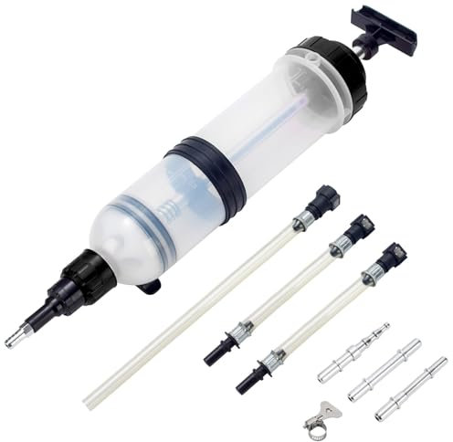 LEMOTO Ölabsaugpumpe 1500mL Handpumpe,Spritze mit Schlauch,Großer Flüssigkeitsabsauger und Abfüllpumpe,Geeignet für Bremsflüssigkeit,Getriebeöle,Kühlmittel,Motor,Ölabsauger Umfüllpumpe