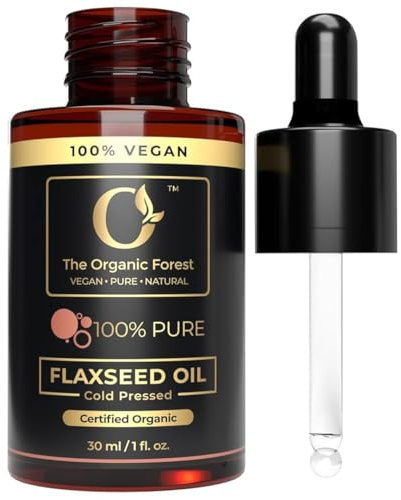 100% Pure Organic Flaxseed Oil | Cold Pressed & Unrefined Linseed Oil | Reduce Dandruff, Acne & Hair fall | Natural Skin Care Flax Seed Carrier Oil for Aromatherapy
