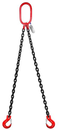 SENKEYFE 3 Ton Chain Sling 5/16 Inch x 5 Ft Lifting Chains 2 Legs Industrial Grab Hooks 6600LBS Capacity Lifting Slings G80 Alloy Steel Engine Chain Hoist Lifts for Cargo Security Towing and Handling