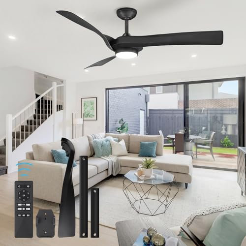 Litake Deckenventilatoren Mit Beleuchtung, 132 Cm 3CCT LED Dimmbar 6 Geschwindigkeiten Mit Fernbedienung Dc Umkehrbarer Moderner GeräUschloser Deckenventilator für Schlafzimmer, Bauernhaus