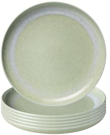 Villeroy & Boch like. by Perlemor Alga Speiseteller 6er Set, 27 cm, Teller mit Reaktivglasur, Premium Porzellan, Grün