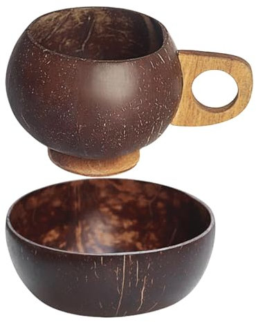 Derwrtup 2 Stück Coconuts Bowls - Kokosnuss Becher - Salatschüssel - Handmade Ideal Als Müsli Schüssel, Vegan, Acai Und Smoothie Bowl